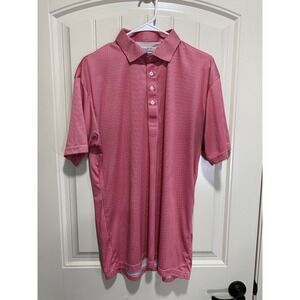 Collars and Co Dress Polo Men L Red Houndstooth Check Golf Performance